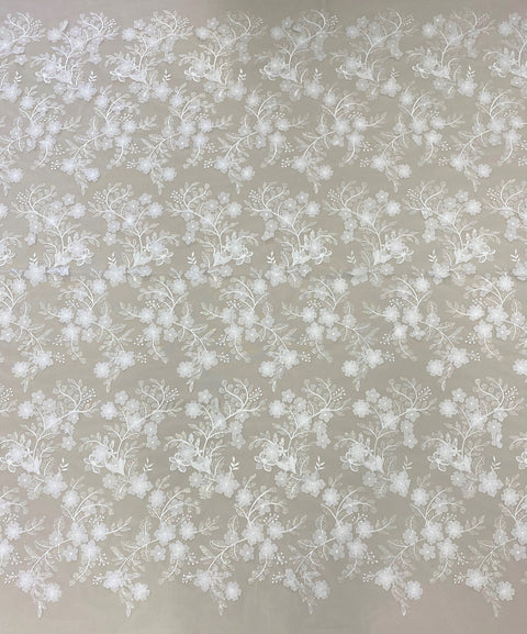 3D Floral Tulle  (VJ357) Ivory