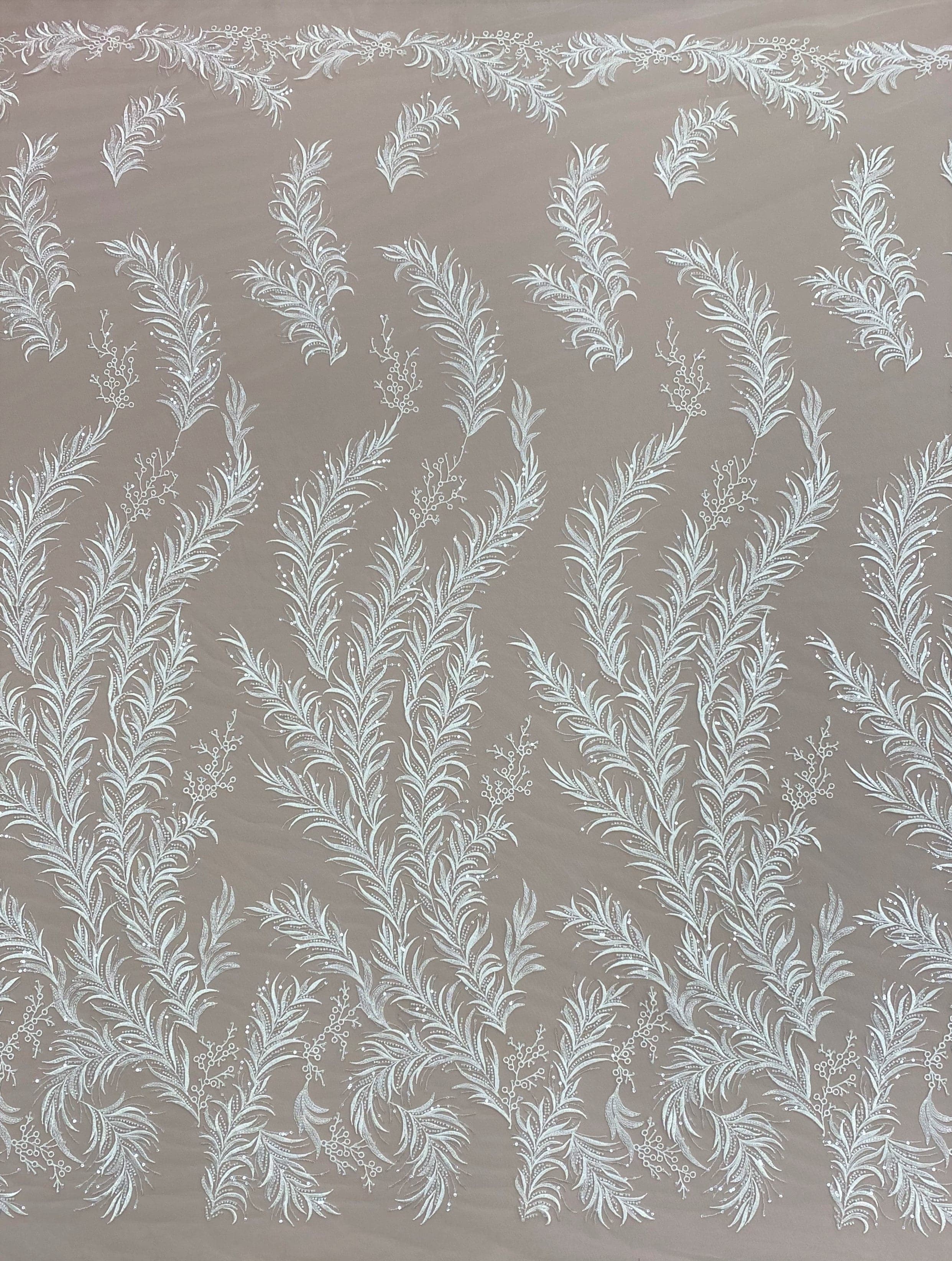 Ivory Embroidered Beaded Tulle Eb1012 main image 1