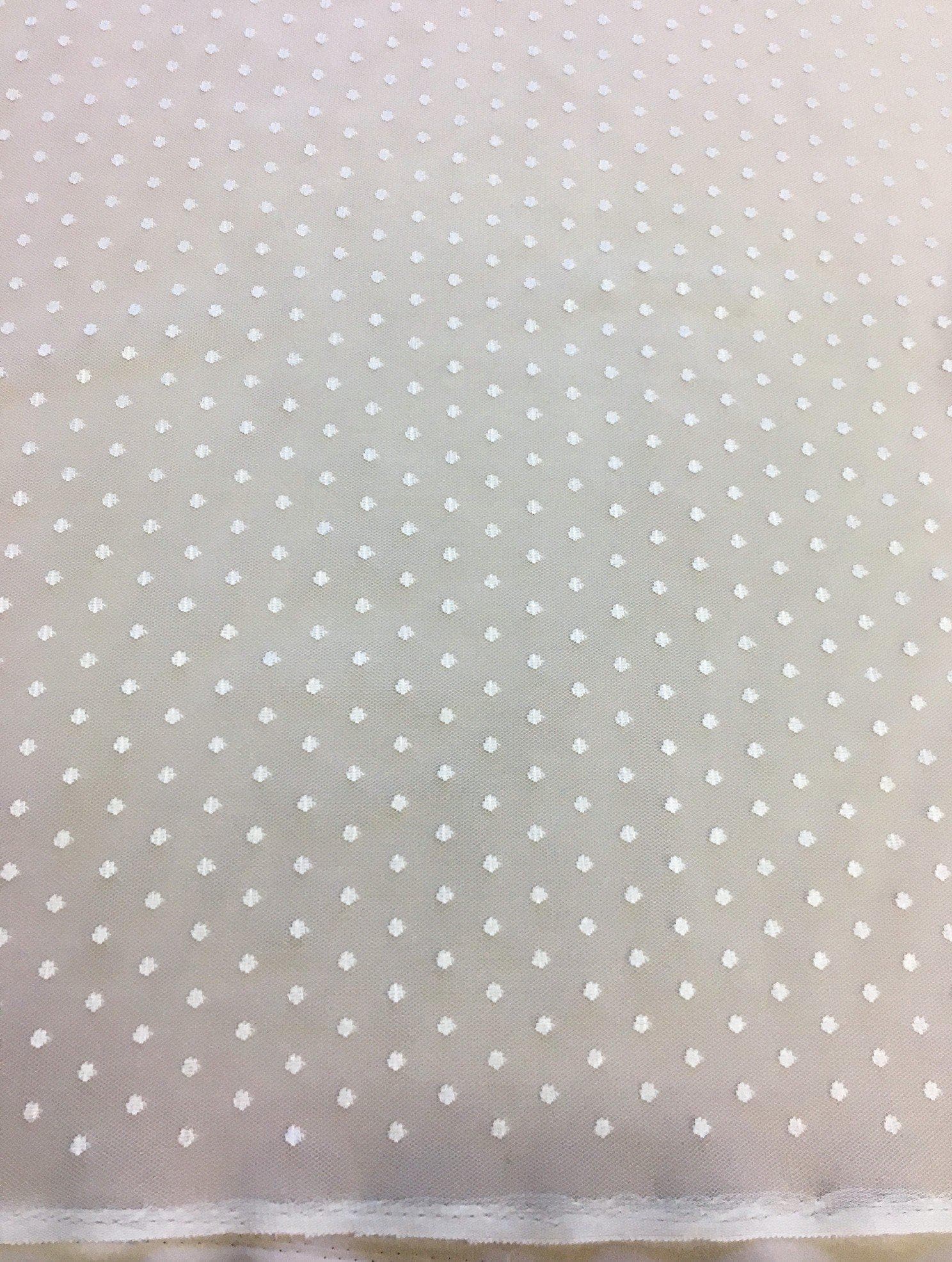 Ivory Woven Spot Tulle — mid-weight, 80% nylon 20% rayon, 145cm wide