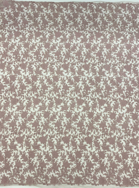 Floral Embroidered Tulle (W31335) Tea Rose