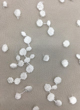 Ivory Hail Spot Embroidered Tulle — soft, 50% nylon 50% rayon, 130cm wide
