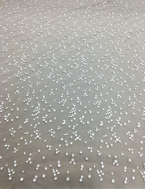 Hail Spot Embroidered Tulle (W3392) Ivory
