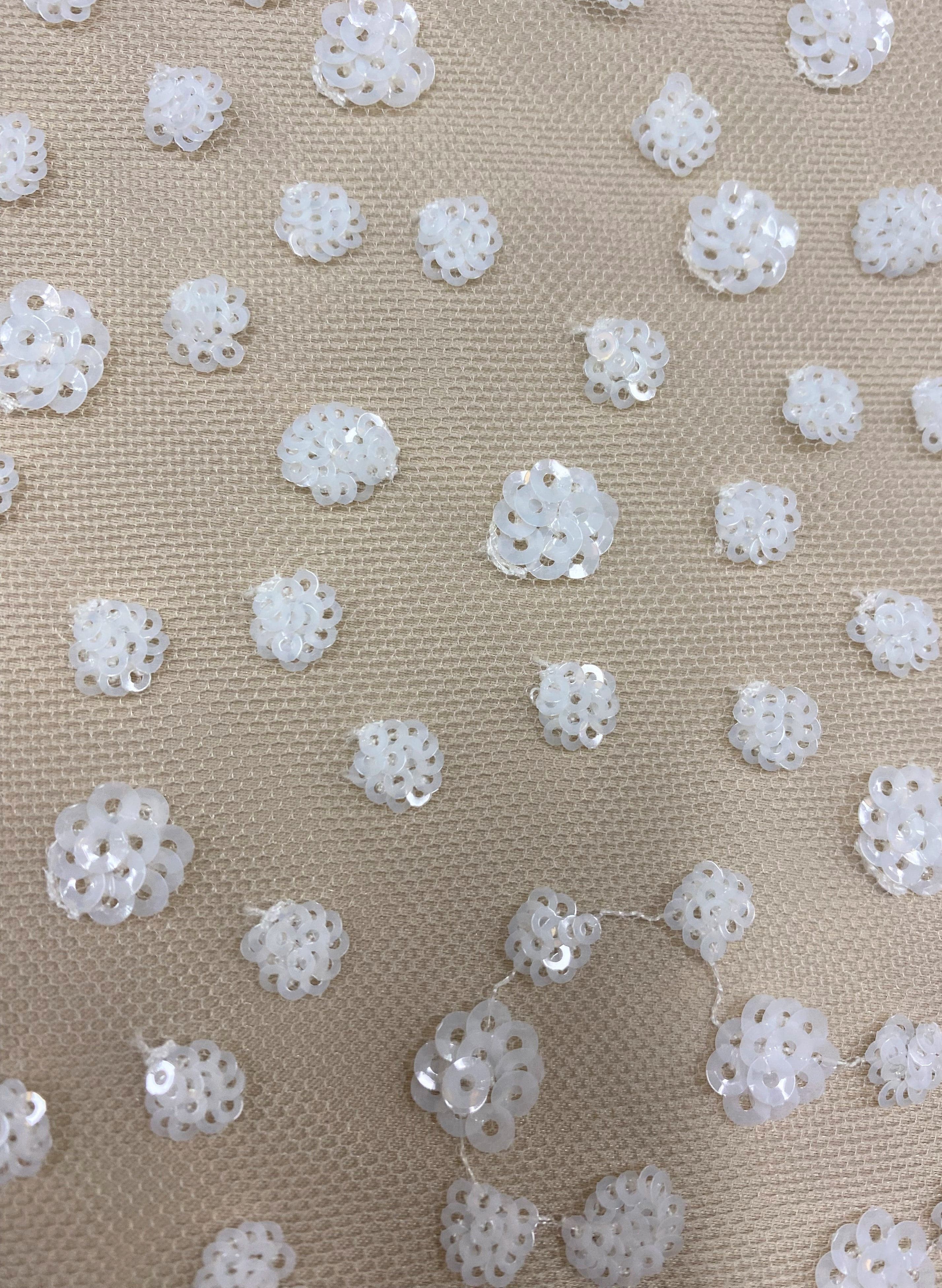 Ivory Sequined Tulle — featuring sequins, 50% nylon 50% rayon, 135cm wide