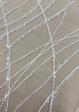 Ivory Embroidered Sequined Tulle — featuring sequins, 50% rayon 50% nylon, 130cm wide