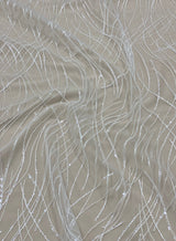 Ivory Embroidered Sequined Tulle — featuring sequins, 50% rayon 50% nylon, 130cm wide
