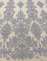 Gunmetal Embroidered Floral Tulle — featuring sequins, 50% nylon 30% polyester 20% rayon, 130cm wide