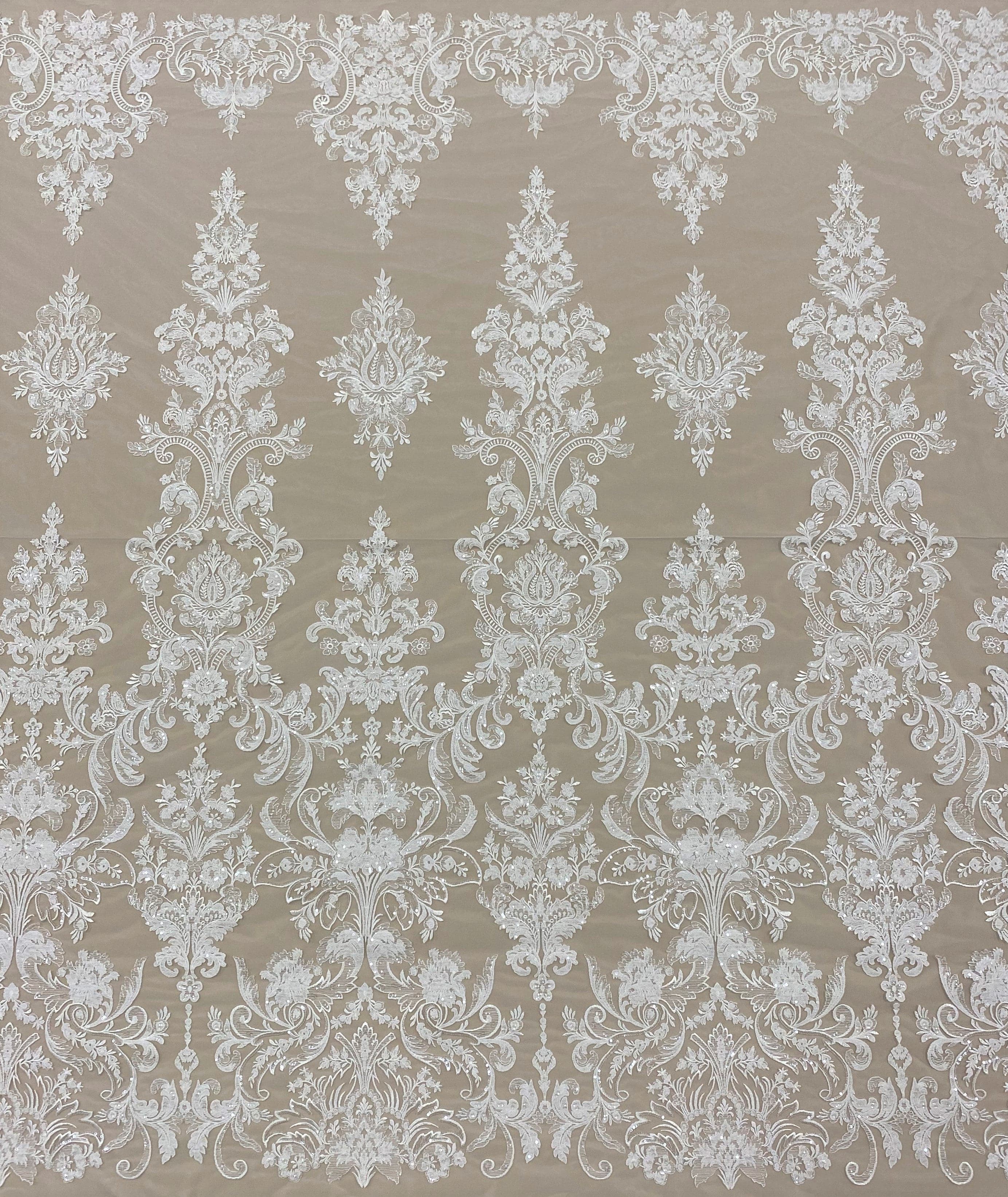 Ivory Embroidered Beaded Tulle Eb1025