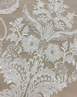 Ivory Embroidered Floral Tulle — featuring sequins, 50% nylon 30% polyester 20% rayon, 130cm wide