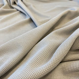 Silver Recycled Waffle Knit — a soft waffle-textured knit in recycled polyester
