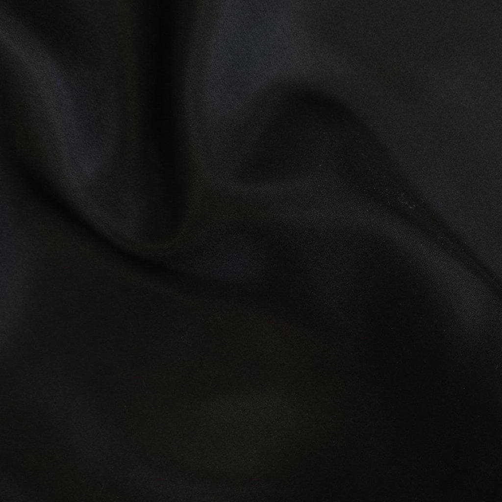 Black Habotai — soft with a light, airy drape and a smooth satin finish, 100% mulberry silk, 140cm wide