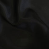 Black Habotai — soft with a light, airy drape and a smooth satin finish, 100% mulberry silk, 140cm wide
