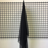 Black Satin Chiffon — lightweight and sheer with a fluid, airy drape and a smooth satin luster finish, 100% mulberry silk, 140cm wide