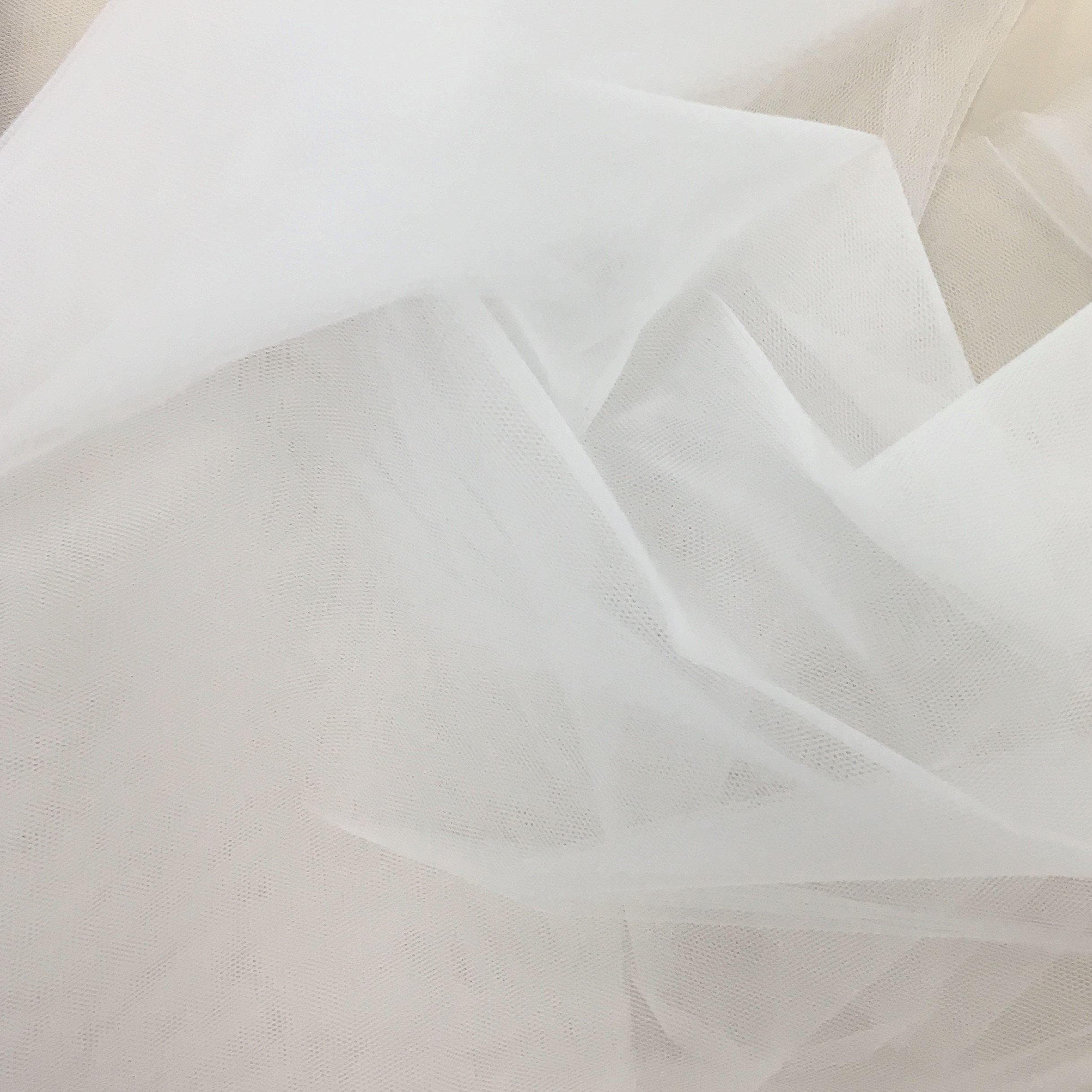 White Bridal Tulle — mid-weight, 100% nylon, 300cm wide