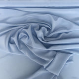 Sky Blue Crepe De Chine — lightweight with a low-sheen matte finish and a soft, fluid drape, 100% mulberry silk, 137cm wide