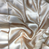 Champagne Sandwash Satin — lightweight and soft with a smooth luster satin finish, 100% mulberry silk, 140cm wide