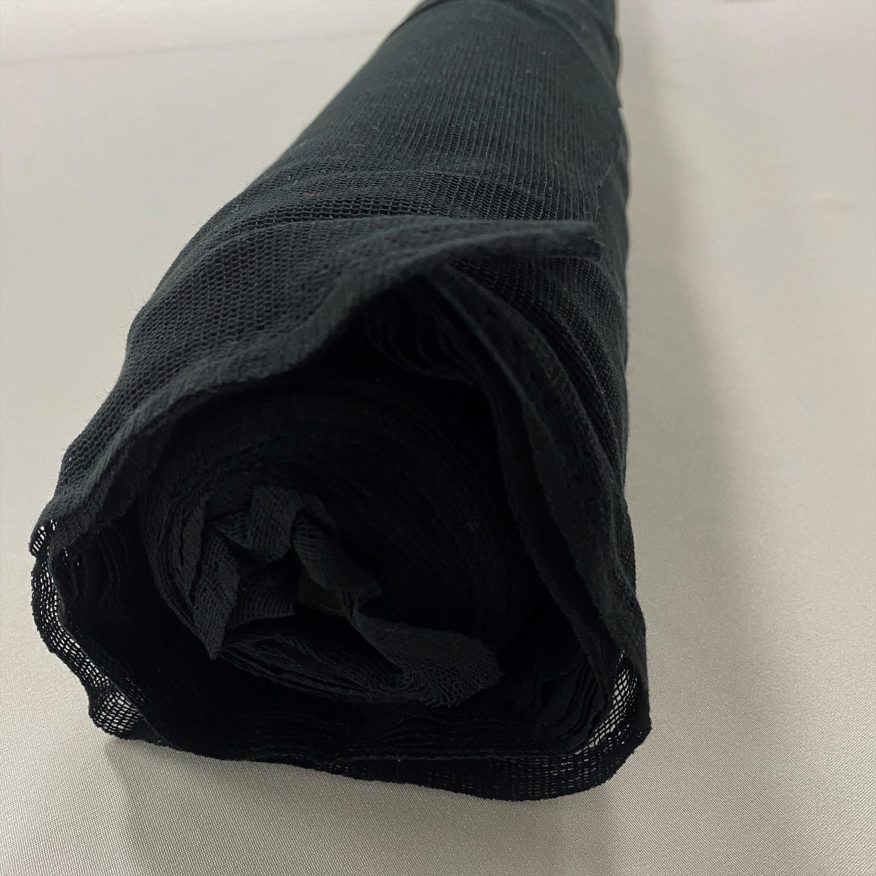 Black Cotton Tulle — mid-weight and crisp, 100% cotton, 140cm wide