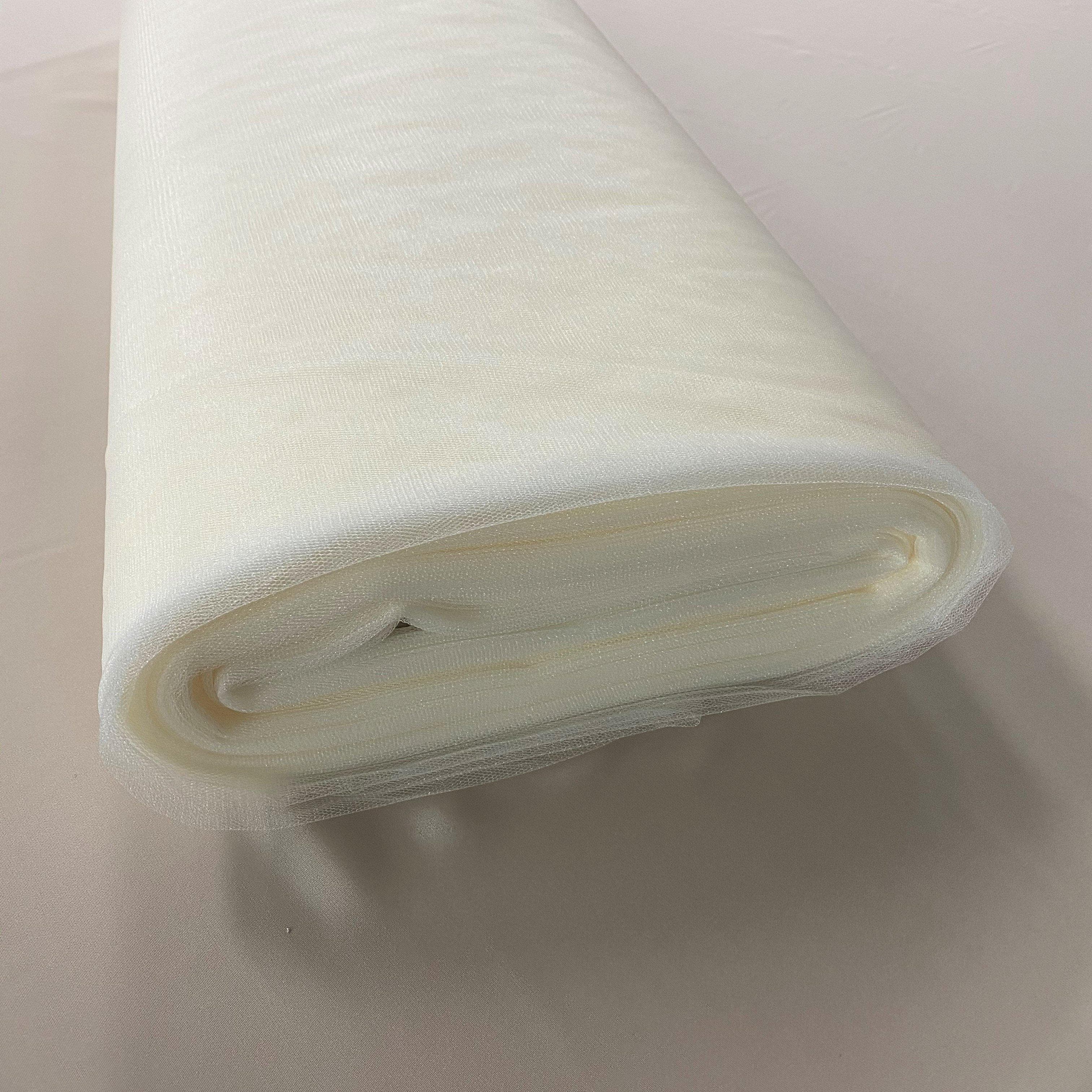 Pale Ivory Crystal Tulle — mid-weight, 100% nylon, 300cm wide