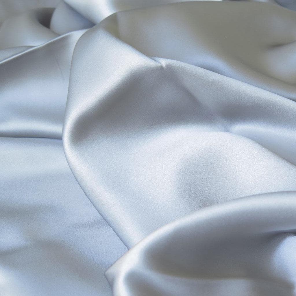 Dove Sandwash Satin — lightweight and soft with a smooth luster satin finish, 100% mulberry silk, 140cm wide