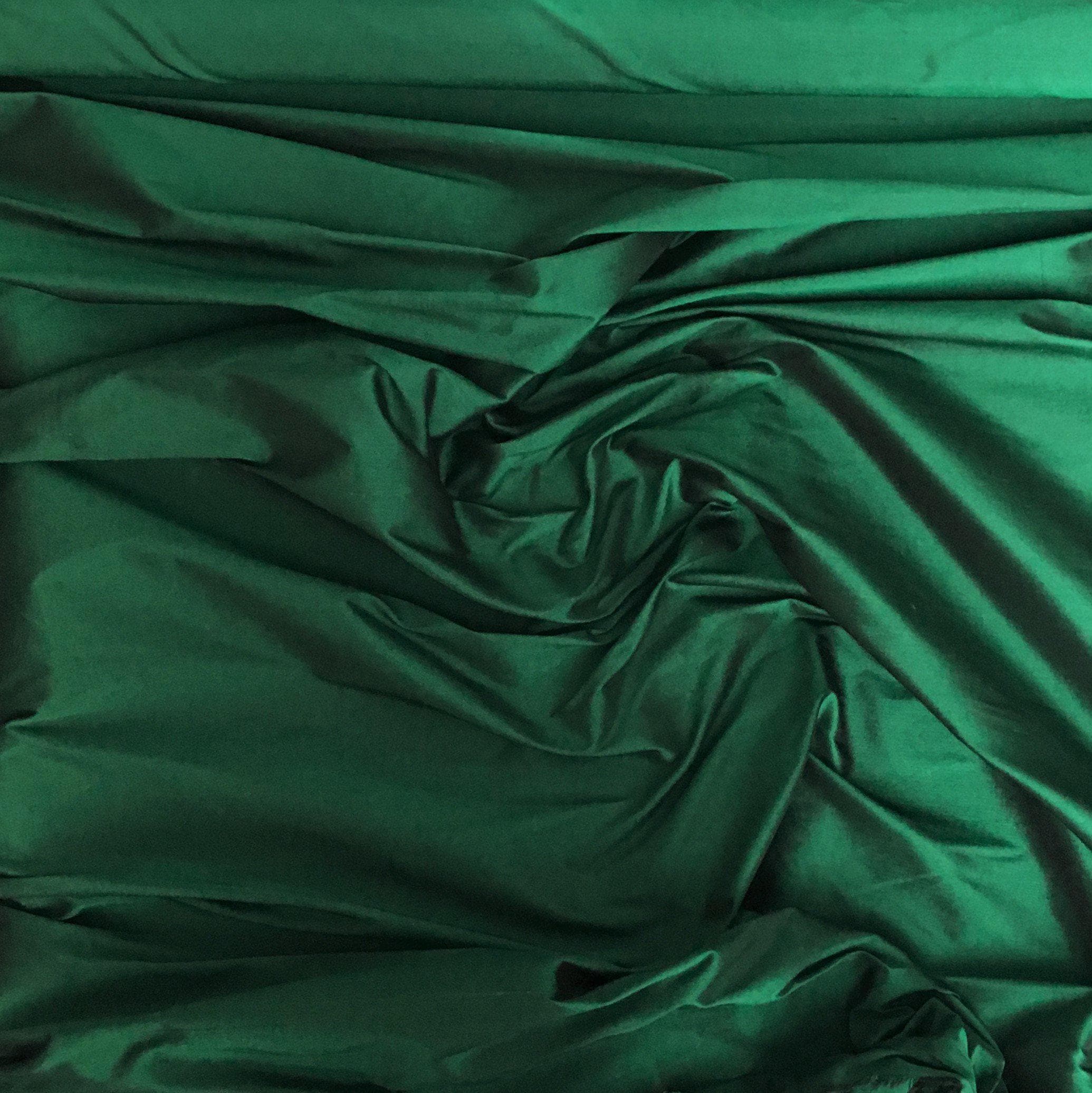 Bottle Green Silk Dupion — mid-weight and crisp with a lightly slubbed texture, 100% silk, 137cm wide