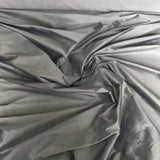 Gunmetal Silk Dupion — mid-weight and crisp with a lightly slubbed texture, 100% silk, 137cm wide