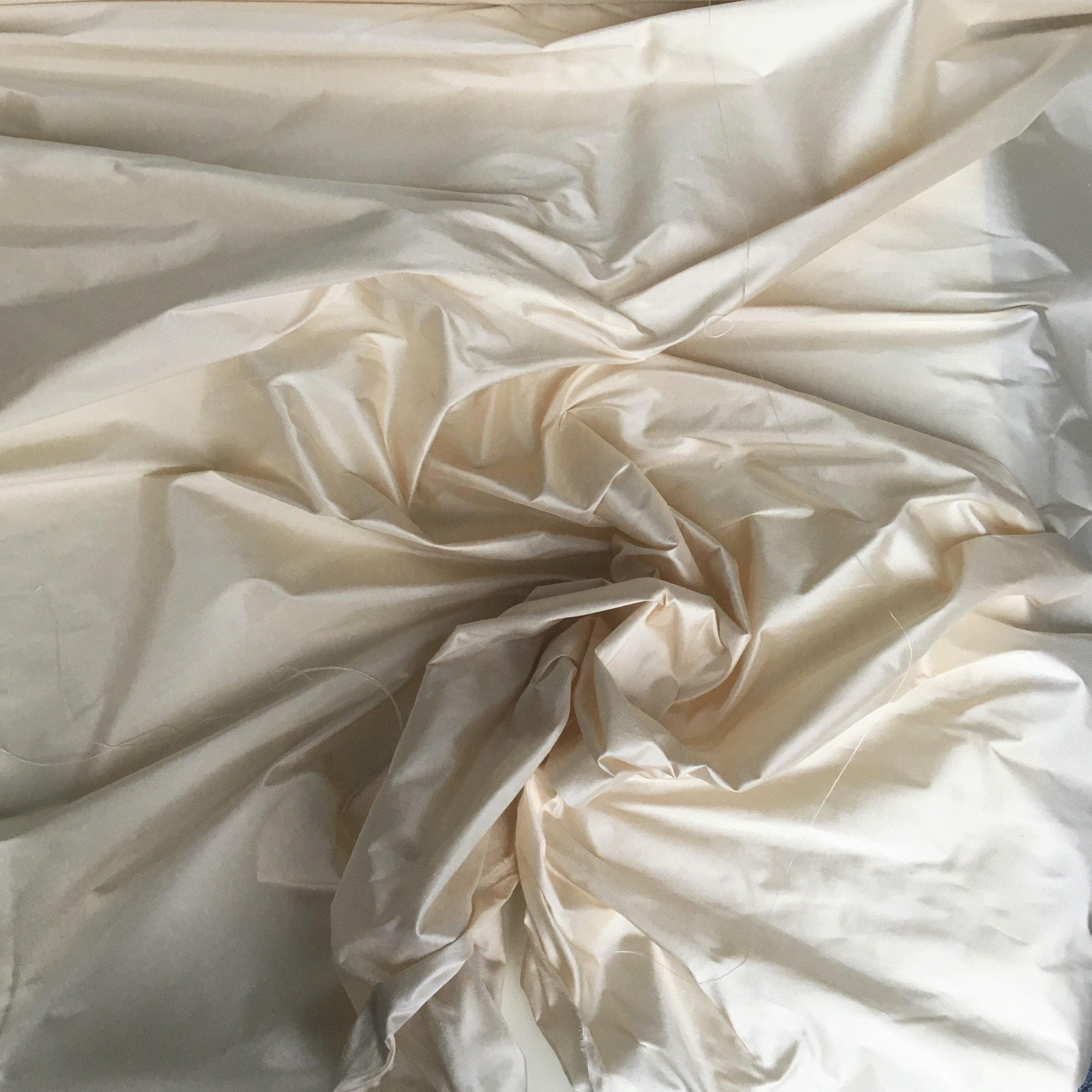 Oyster Silk Dupion — mid-weight and crisp with a lightly slubbed texture, 100% silk, 137cm wide
