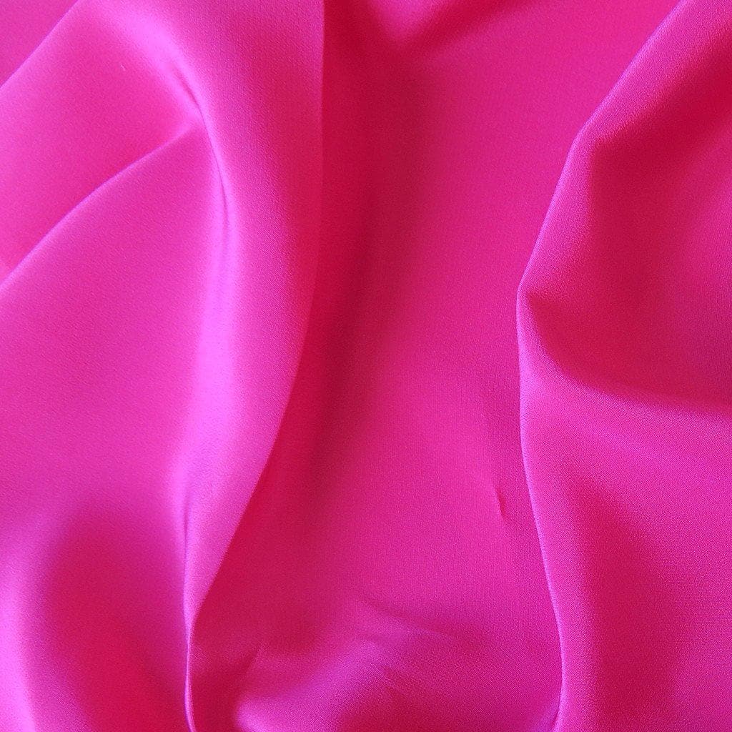 Fuchsia Crepe De Chine — lightweight with a low-sheen matte finish and a soft, fluid drape, 100% mulberry silk, 137cm wide
