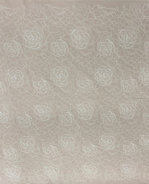 Remnant Corded Beaded Floral Tulle G0416 Ivory