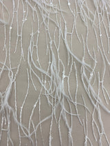 Ivory Feather Tulle — featuring sequins, 40% nylon 40% rayon 20% polyester, 130cm wide