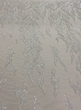 Ivory Beaded Tulle — featuring hand-beading, 30% nylon 40% rayon 30% polyester, 130cm wide