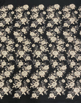 Black Embroidered Tulle — featuring floral motifs, 100% polyamide, 125cm wide