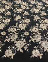 Black Embroidered Tulle — featuring floral motifs, 100% polyamide, 125cm wide