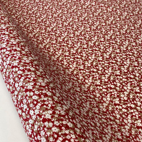 Remnant Printed Viscose Floral Red