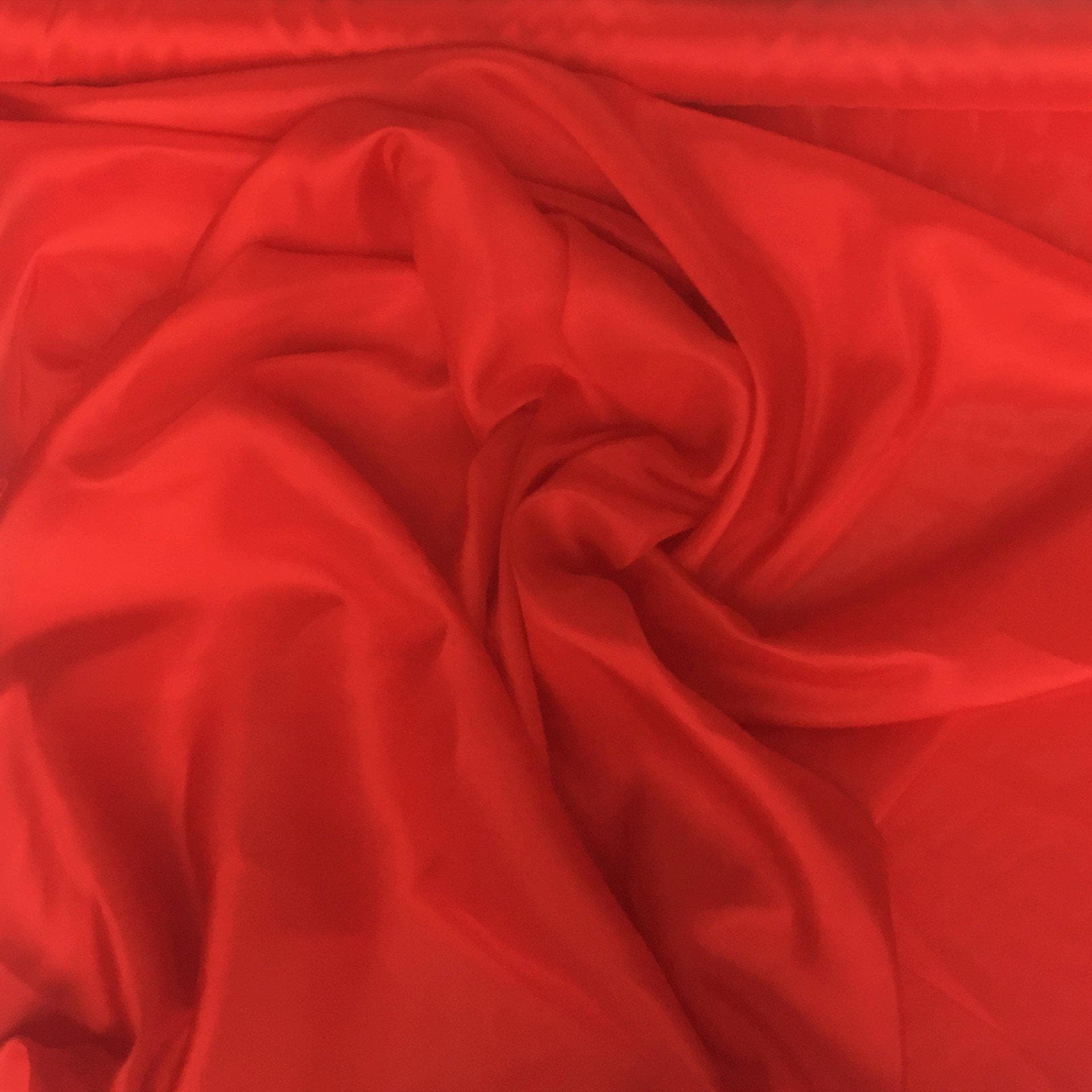 Deep Red Habotai — soft with a light, airy drape and a smooth satin finish, 100% mulberry silk, 140cm wide