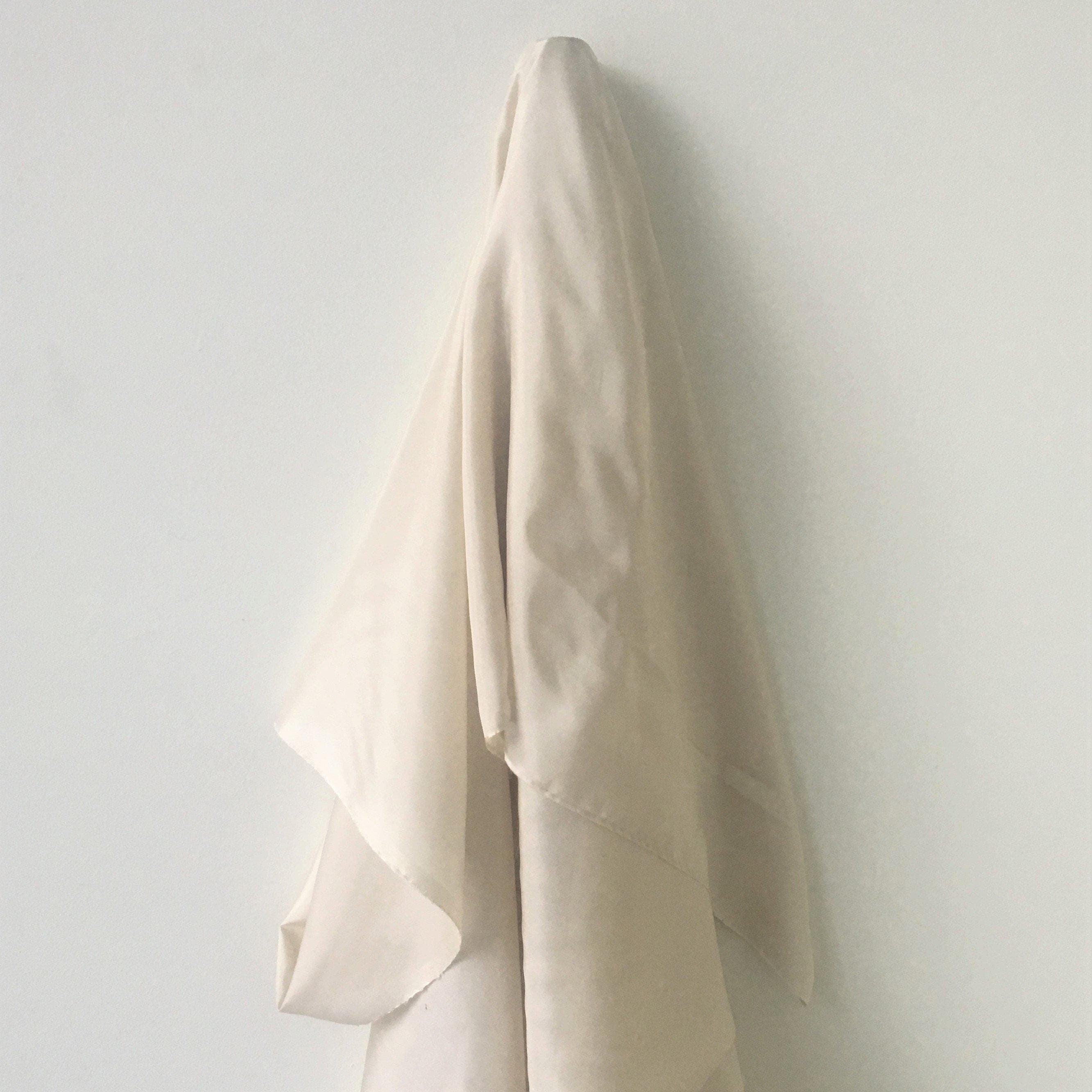 Oyster Habotai — soft with a light, airy drape and a smooth satin finish, 100% mulberry silk, 140cm wide