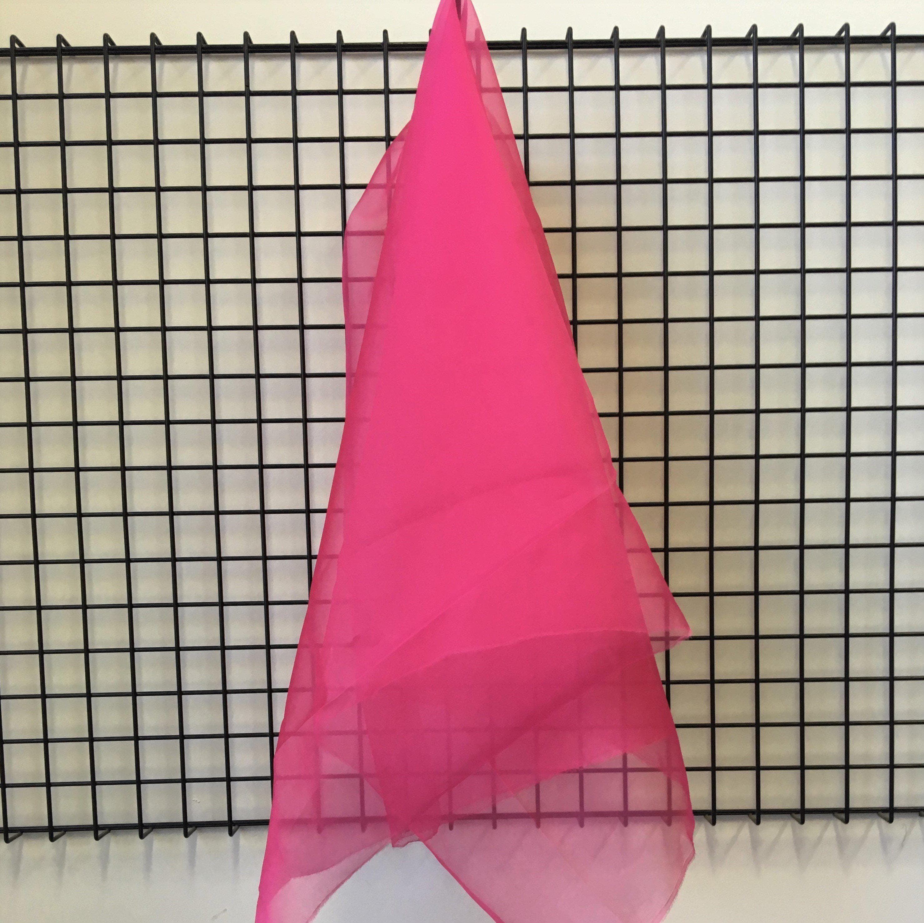 Hot Pink Silk Organza — lightweight, sheer and smooth with a low-sheen finish, 100% silk, 137cm wide