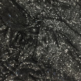 Black Sequined Georgette — a georgette with rows of sequins and a soft drape