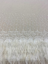 Ivory Feather Tulle — featuring hand-beading and sequins, 100% polyester, 110cm wide