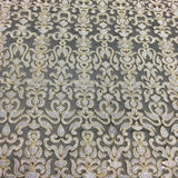 Beige Embroidered Tulle — featuring sequins, 100% nylon, 105cm wide