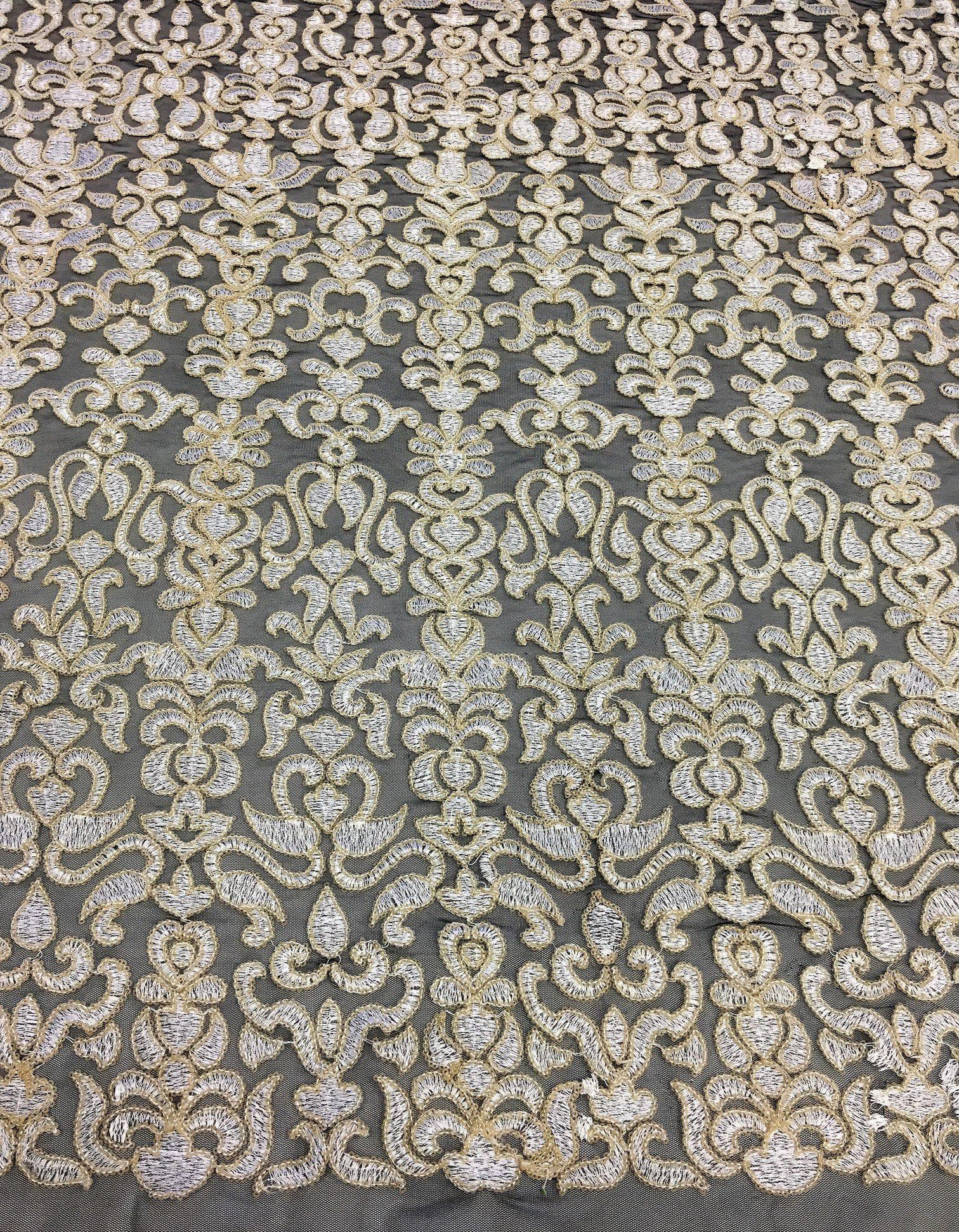 Beige Embroidered Tulle — featuring sequins, 100% nylon, 105cm wide