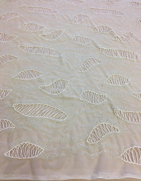 Hand Beaded Tulle (K24046) Ivory