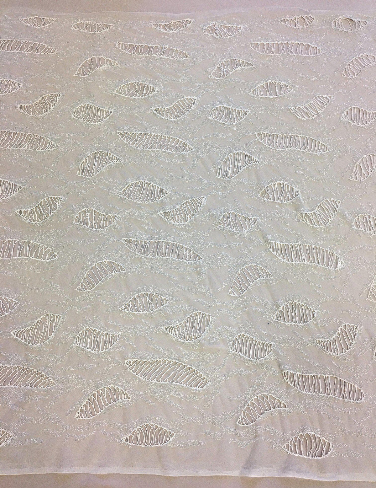 Cut-Work Hand Embellished Tulle (K24046) - Ivory