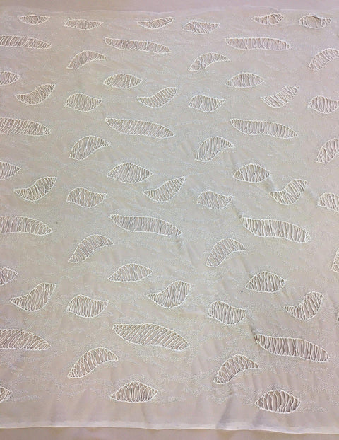 Hand Beaded Tulle (K24046) Ivory