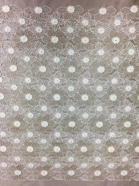 Floral Beaded Tulle (K24151) 1/Ivory