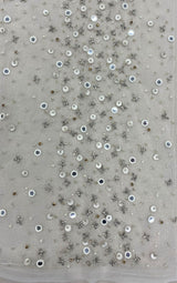 Ivory Beaded Tulle — featuring hand-beading and sequins, 100% nylon, 140cm wide