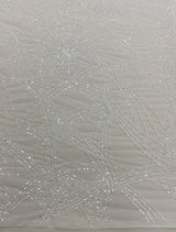 Ivory Beaded Tulle — featuring hand-beading and sequins, 100% nylon, 140cm wide