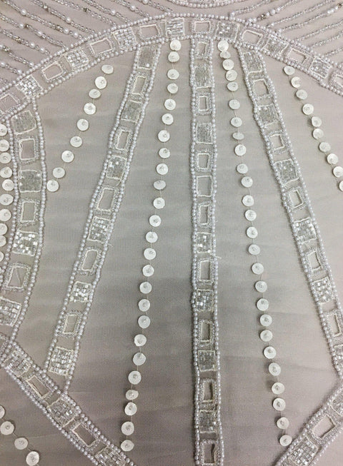 Cut Out Beaded Tulle (K24911) Ivory