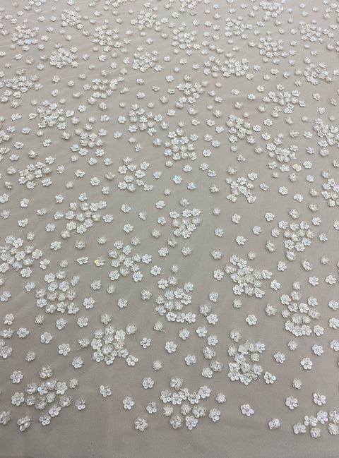 Floral Beaded Tulle (K25124) Ivory