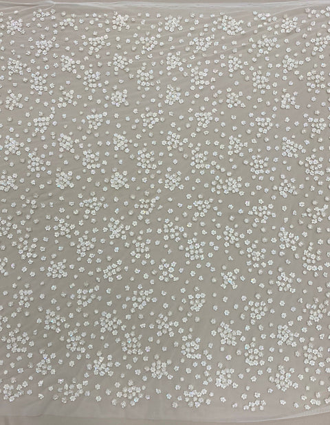 Floral Beaded Tulle (K25124) Ivory