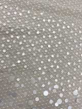 White Beaded Tulle — featuring sequins, 100% polyester, 110cm wide
