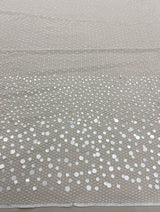 White Beaded Tulle — featuring sequins, 100% polyester, 110cm wide